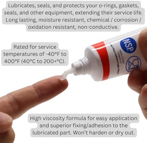 Captain O-Ring - NSF Food Grade Silicone Lubricant Grease for O-Rings, Seals, Gaskets, Pumps, Pool Spa, Plumbing, Faucets, Valves, More (1.76oz, 50g)