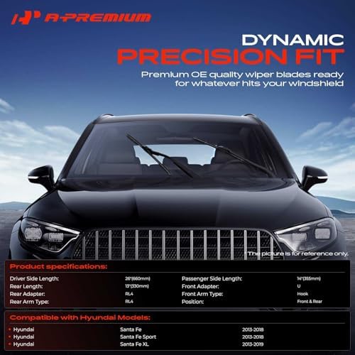 A-Premium 26"+14"+13" Windshield Wiper Blades with Wear Indicator & Towel