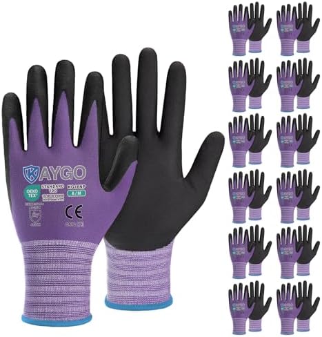 KAYGO Safety Work Gloves, MicroFoam Nitrile Coated, Men Women,KG18N