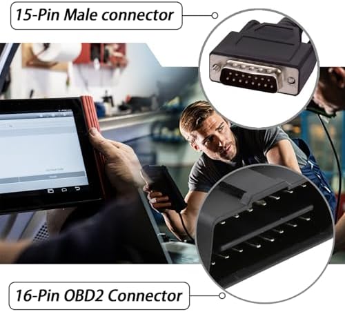 XTPTFABS 16Pin OBD2 Cable,to 15-Pin Male Adapter Cables,4FT/1.2M,Plug&Play