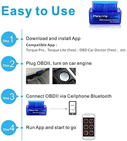 Panlong OBD2 Scanner Bluetooth OBDII Diagnostic Tool Car Code Reader Turn Off Check Engine Light Support Android