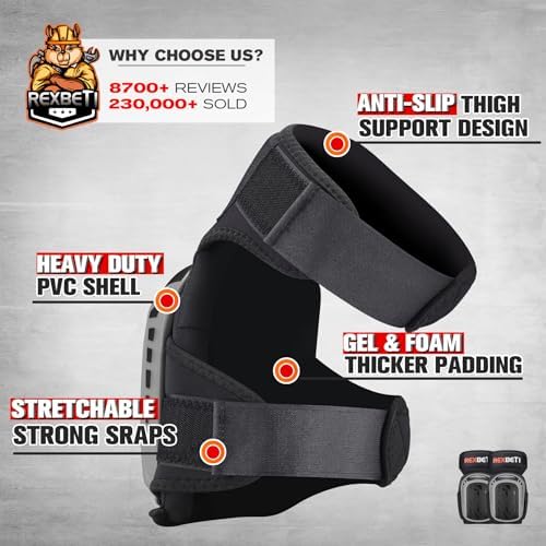 REXBETI Knee Pads for Men, Anti-slip Construction Gel Knee Pads for Work