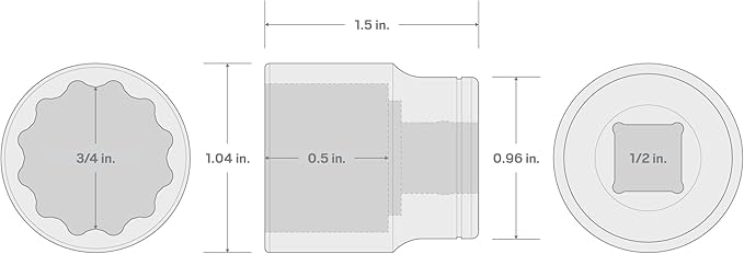 TEKTON 1/2 Inch Drive x 3/4 Inch Shallow 12-Point Socket | SHD22219