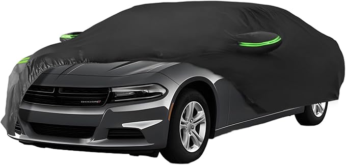 Proadsy Car Cover for Dodge Charger 2006-2025 2026 Waterproof All Weather for Automobiles, Windproof Snowproof Rain Hail Sun UV Protection Full Outdoor Indoor Exterior Car Covers, Black