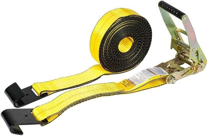 Mytee Products (4 Pack) 2 inch x 27' Heavy Duty Tie-Down Ratchet Straps w/Flat Hook - 10,000 lbs Breaking Strength - Wide Handle Flat Hook Ratchet Straps for Cargo, Flatbed Trailers, Pickup Trucks