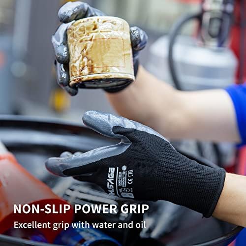 MANUSAGE Safety Work Gloves - Protective Glove for Men & Women - Ultrathin Hand Protection - For Construction, Gardening, Landscaping - Orange - Size XL - 6 Pairs
