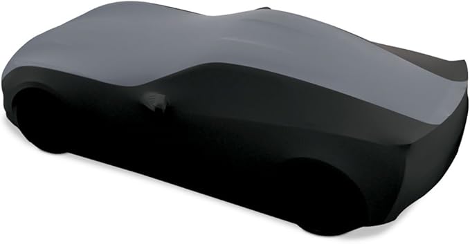 SR1 Performance USA Ultraguard Stretch Satin Indoor Car Cover for C7 Corvette (2014-2019) – Sport Series Custom Fit, Soft Dust Protection, Scratch-Free, Breathable Garage Cover (Gray/Black)