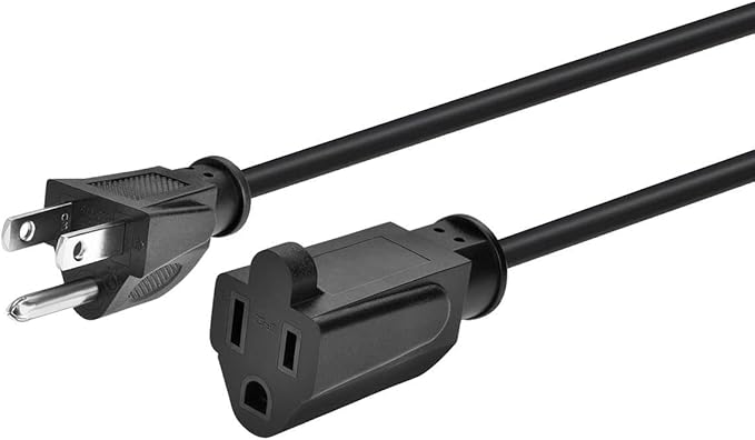 Monoprice 25ft 16AWG Power Extension Cord Cable - SJT 16/3C NEMA 5-15P TO NEMA 5-15R (13A/125V) AP301+SP506 - Black