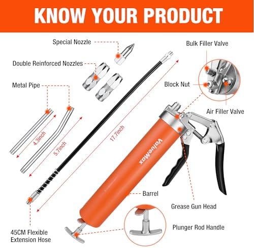ValueMax Grease Gun Kit, 6000 PSI Heavy Duty with 14 OZ Cartridge