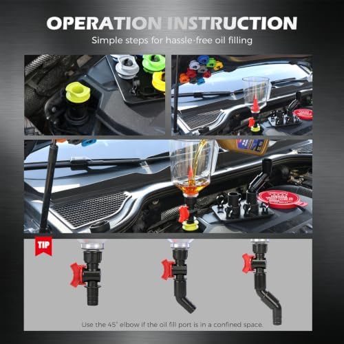 22-Piece Engine Oil Funnel Kit, Upgraded Magnetic Base, No-Spill Design