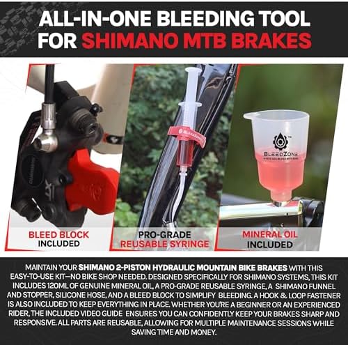 BleedZone Shimano Brake Bleed Kit with 120ml Mineral Oil, 2-Piston MTB