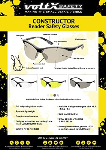 voltX CONSTRUCTOR Mirror Full Lens Reading Safety Glasses +2.5 Dioptre