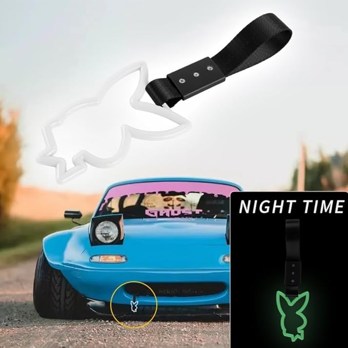 Rabbit Bunny TSURIKAWA Ring JDM Drift Toy Handle Strap Tow (Glow in The Dark)