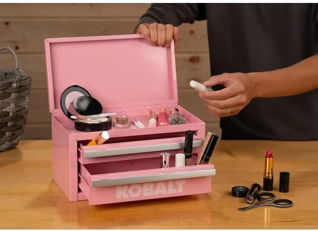 Mini 2-Drawer Steel Tool Box Pink