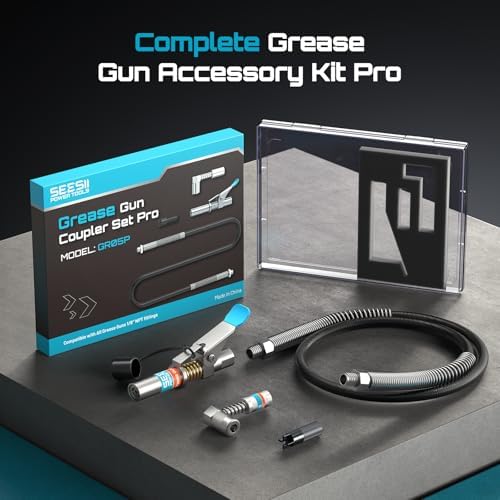 Seesii Grease Gun Accessory Kit Pro with 12000 PSI Quick-Release Coupler