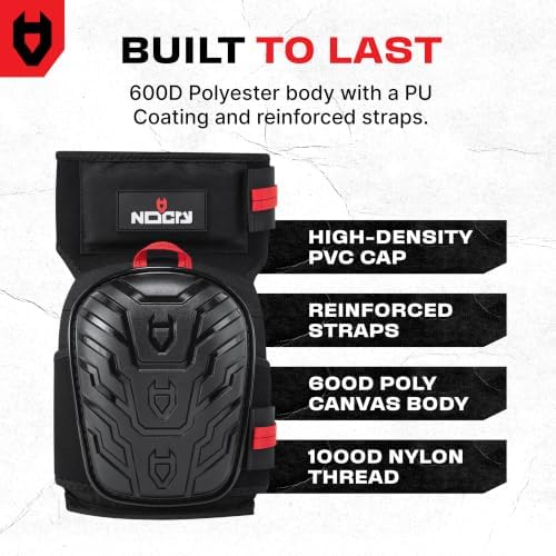 NoCry Professional Knee Pads for Work for Men — Adjustable Thigh and Shin Straps, Heavy-Duty Shell, and Thick Foam & Gel Cushioning — Ideal for Construction and Gardening