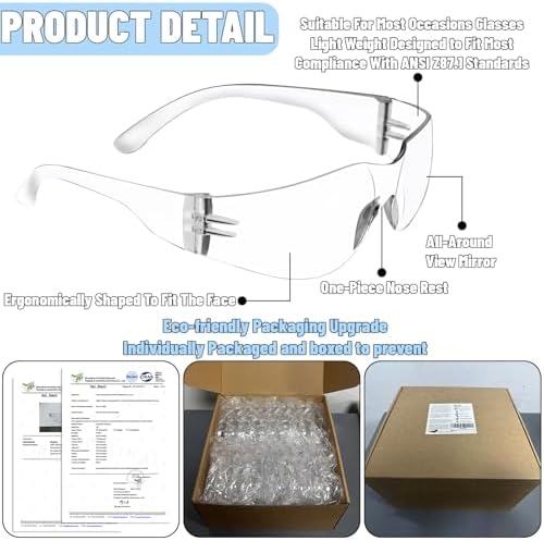 110 PCS Safety Glasses for Men Women, ANSI Z87.1 Eye Protection Glasses