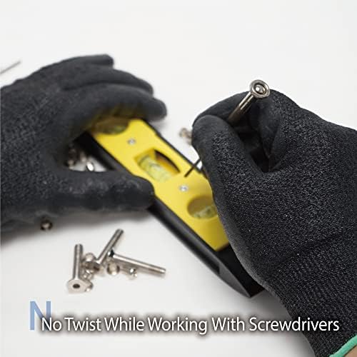 DEX FIT Level 5 Cut Resistant Gloves Cru553 Anti-Static, 3D Comfort Fit A5 Safety Work Gloves with Grip, Thin Touchscreen Gloves for Warehouse, Package Handling, Premium Black, M, 3 Pairs