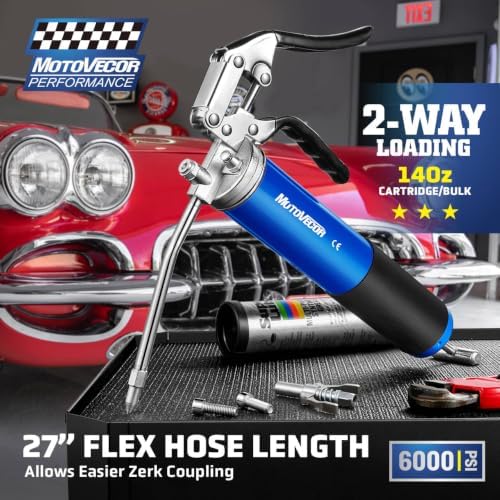 Heavy Duty Pistol Grip Grease Gun with Quick Release Coupler, 6000 PSI