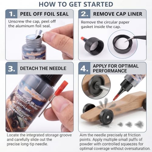 Graphite Powder Lubricant, Dry Lube, Reduces Friction, Increases Speed
