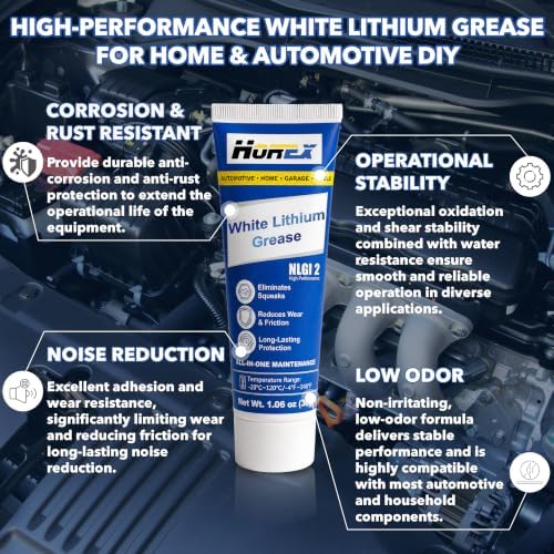 White Lithium Grease Tube Automotive Lubricant 1oz Multi-Purpose Lube