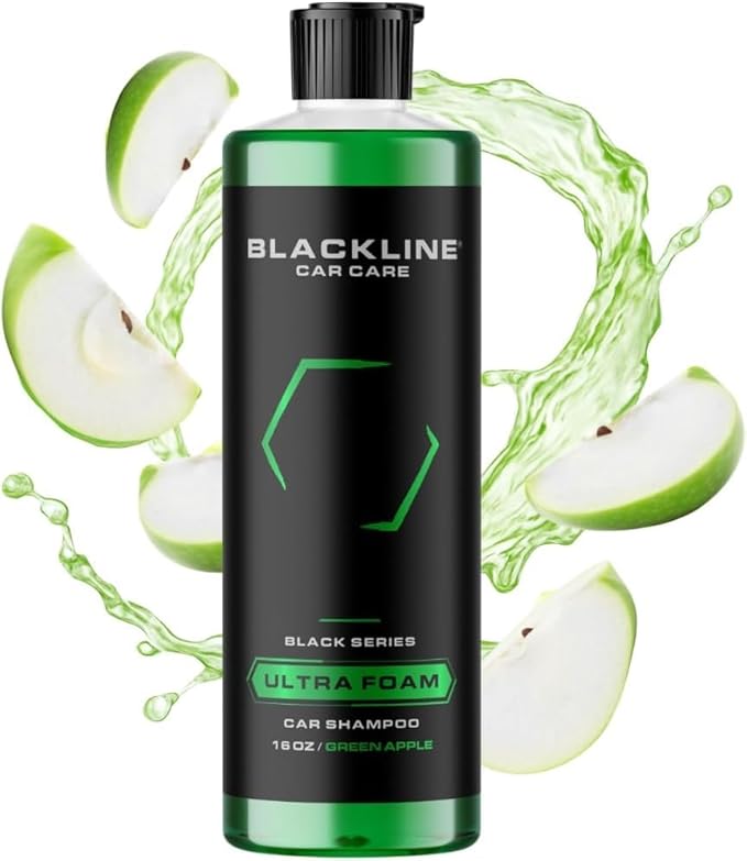 Blackline Automotive Extreme Foaming Car Shampoo - Extreme Ultra Foam Perfect for Ceramic Coatings - Compatible with Foam Cannon for Pressure Washer (16 FL Oz, Green Apple)
