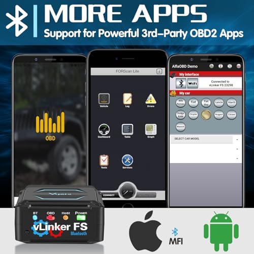 Vgate vLinker FS Bluetooth OBD2 Diagnostic Scan Tool, OBDII Car Code Reader for iOS, Android & Windows