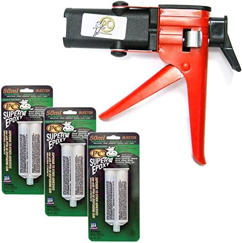 PC Products PC-Super Epoxy Adhesive Paste Kit, Two-Part with Dispensing Gun and 3-Pack of 50ml Cartridges, 03589