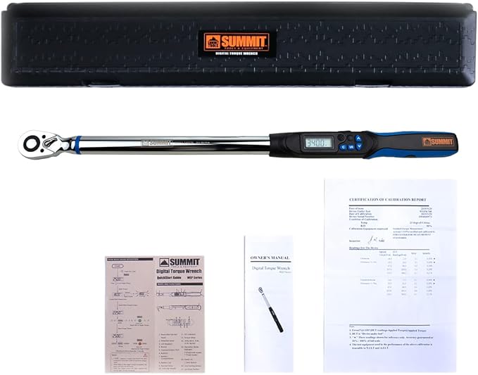 1/2 inch UltraPrecision Digital Torque Wrench, 12.5-250.7 ft-lbs Range Accurate to ±1%, Set Target Torque, LED and Buzzer, Calibrated (WEP4-340CN)