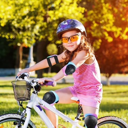 Kids/Youth Knee Pads Elbow Pads for 3-14Years Boys Girls 6 in 1 Kids Protective Gear Set Adjustable for Skating Cycling Bike Rollerblading Scooter Roller Skates