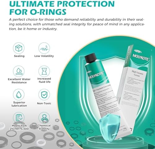 Molykote High Vacuum Grease 150g (5.3oz) Silicone Lubricant for Vacuum and Pressure Systems Rubber Elastomer Lubrication Valves Packings Seals O-Rings Water Chemical Resistance Wide Temperature