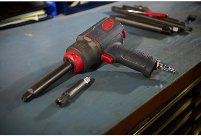 Ingersoll Rand 2236QPTIMAX DXS2 1/2" Air Impact Wrench, Quiet, 1500 ft-lb Torque, Titanium Hammercase, Pin Retainer, Pistol, Interchangeable Anvil, Multi-functional Tool