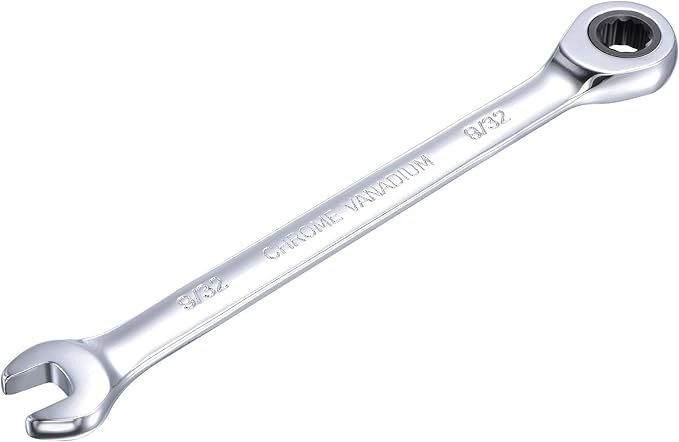 uxcell 9/32 Inch Ratcheting Combination Wrench SAE 72 Teeth 12 Point Ratchet Box Ended Spanner Tools, Cr-V
