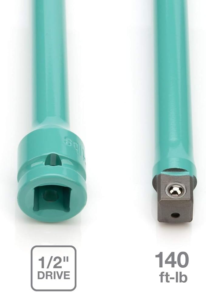 Steelman 1/2-Inch Drive 140 ft-lb Torque Extension for Impact Wrench, 8-inch Extension, Corrosion-Resistant Powder-Coated Steel, Aqua