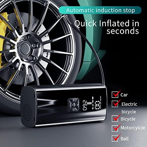 Portable Air Compressor. Tire Inflator,150PSI Car tire Cordless Inflator Pump, Intelligent Charging, SOS Warning, Emergency Lighting. Suitable for Car, Bicycle, Motorcycle, Ball.