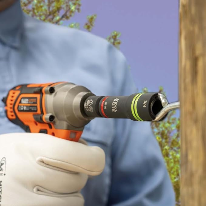 Klein Tools 660KIT3 5-in-1 Mini Impact Socket and 3-in-1 Flip Impact Socket Set, for Linemen and Utility Work, 4-Piece