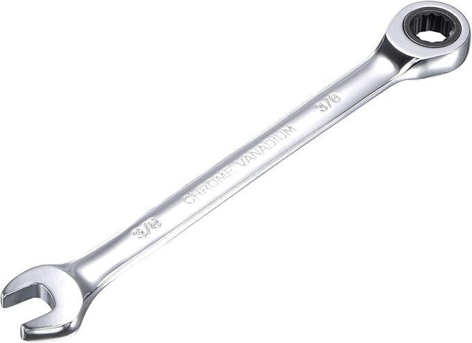 uxcell 3/8 Inch Ratcheting Combination Wrench SAE 72 Teeth 12 Point Ratchet Box Ended Spanner Tools, Cr-V