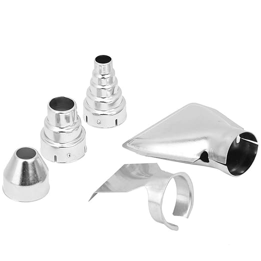 Hot Air Gun Nozzle, 5 Piece Stainless Steel Hot Air Gun Nozzles Heat Blower Accessories Soldering Brazing Equipment