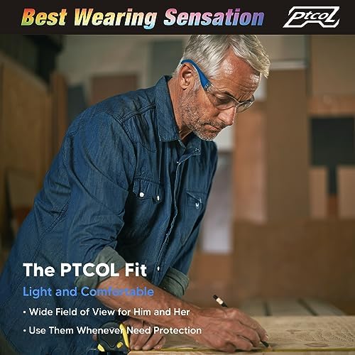 28 Pack Safety Glasses BLUE Frame (Bulk Pack of 24+4) Unisex Clear Anti-Scratch Protective Goggles Impact Resistant Lens Eyewear with ANSI Z87.1 Certified for Construction, Shooting and Laboratory