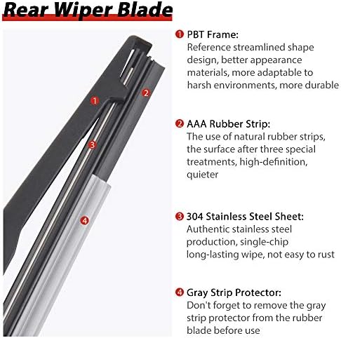 Replacement for 2004-2009 Lexus RX350 RX330 RX400h, Rear Windshield Back Wiper Arm blade Set - OTUAYAUTO Factory OEM Replacement 8524148050