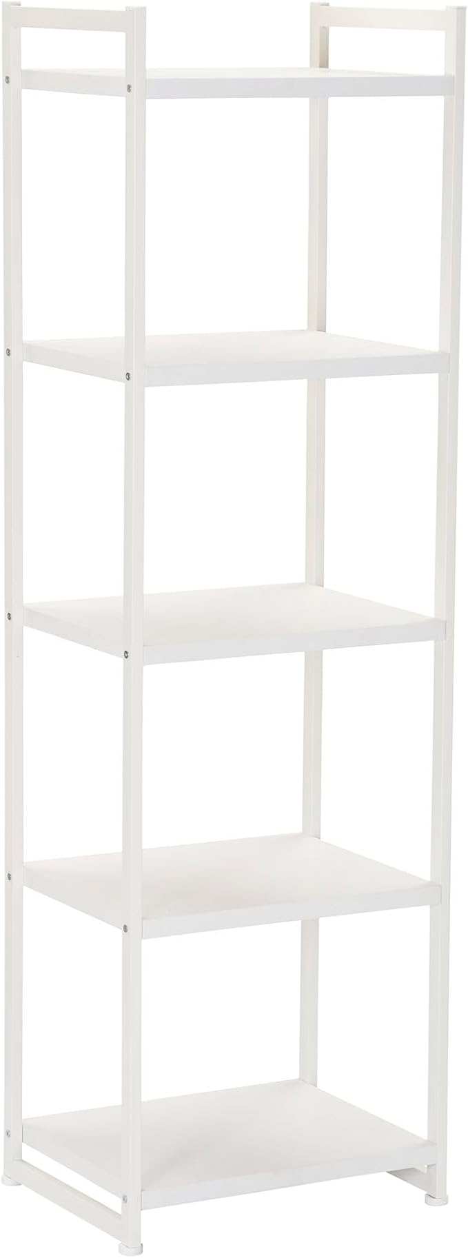 Household Essentials Jamestown Narrow 5 Shelf Open Storage Bookshelf Scandinavian White and White Metal