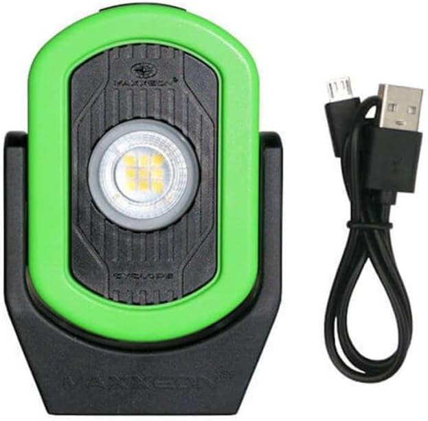 Maxxeon MXN00811 - Workstar 811 CYCLOPS Rechargeable Work Light, 6' Drop Test, IP64, 3 Hours, HiViz Green