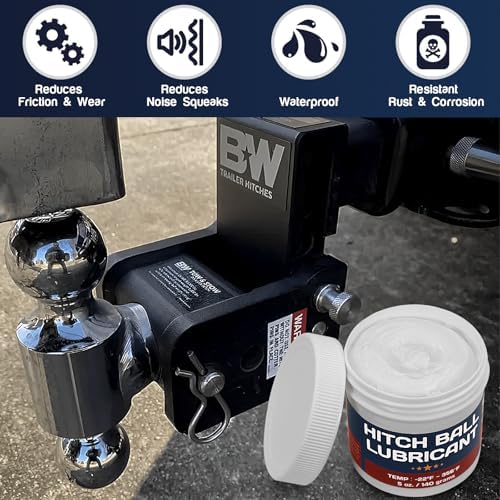 BTAS Trailer Hitch Ball Lubricant Waterproof Grease with PTFE 5oz,Reduces Friction & Wear & Noise on Tow Hitch Mount Balls,King Pins,Hitch Locks,Jacks,etc.
