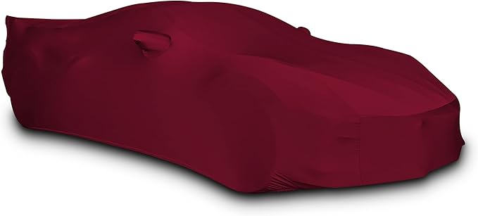 SR1 Performance USA Ultraguard Corvette Car Cover Custom Fit for C8 Corvette (2020-2026) – Indoor Stretch Satin Dust Protection, Soft Breathable Snug Fit (Dark Red)