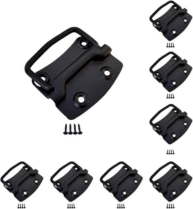 QCAA Ring Pull Chest Handle for Box Lift Door Chest, 4", Black, Made in Taiwan, 8 Pack