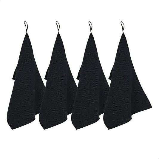 watchget Microfiber Cleaning Cloth,Barista Micro Cloth 4 Pack-Microfiber Barista Towels Espresso Towel Espresso Machine Cloths, Steam Wand Cloth, Kitchen Cleaning Cloth Waffle Weave Black(12"x12")