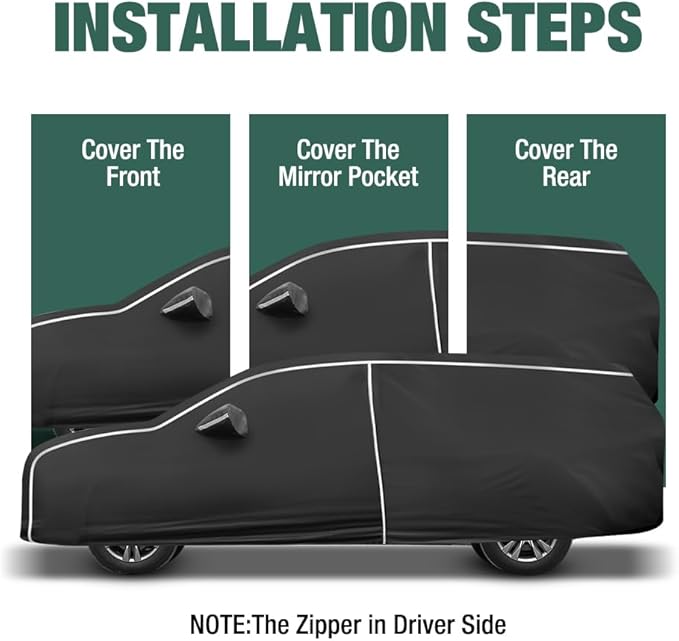 Fluorescent Strip Design Waterproof Car Cover Compatible for Toyota Sienna Minivan 2003-2024 All Weather 6 Layers Full Car Cover Safe Parking at Night with Storage Bag