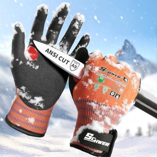 Schwer FreezeGuard-X Winter Work Gloves for Men and Women, ANSI A9 Cut Resistant Gloves for Extreme Protection, Freezer Glove With Super Grip, Touchscreen, Thermal Insulated, PM3326-W (S,1 Pair)