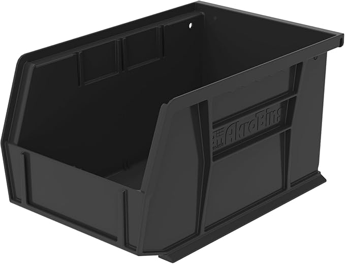Akro-Mils 30237 AkroBins Plastic Storage Bins, Space-Saving Stackable Bins for Garage, Pantry, Craft Organization, 9" x 6" x 5", Black, 12-Pack