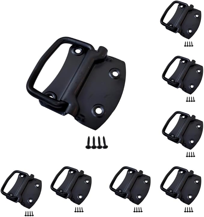 QCAA Ring Pull Chest Handle for Box Lift Door Chest, 3.5", Black, Made in Taiwan, 8 Pack